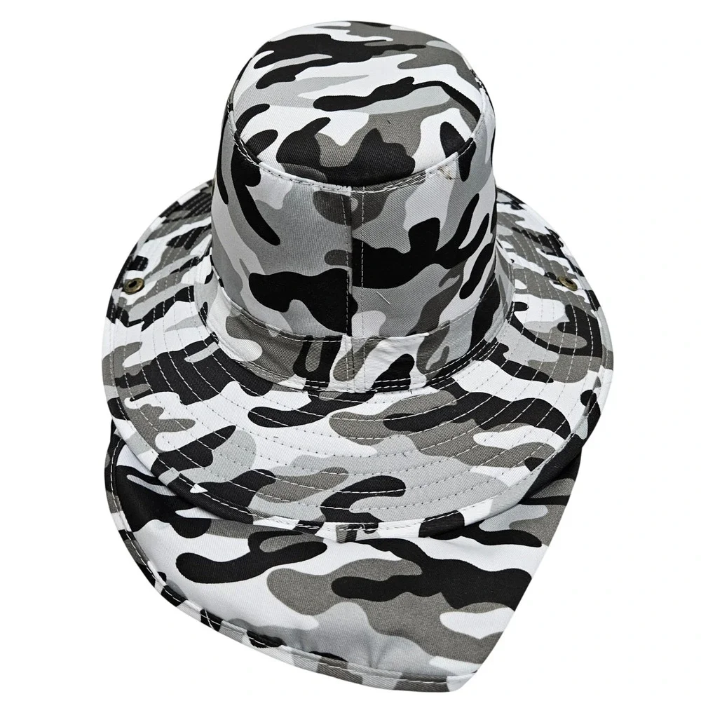 Chillmeister Sun Hat Unisex OS Grey Camo Boonie Neck Flap Wide Brim Fishing Hike